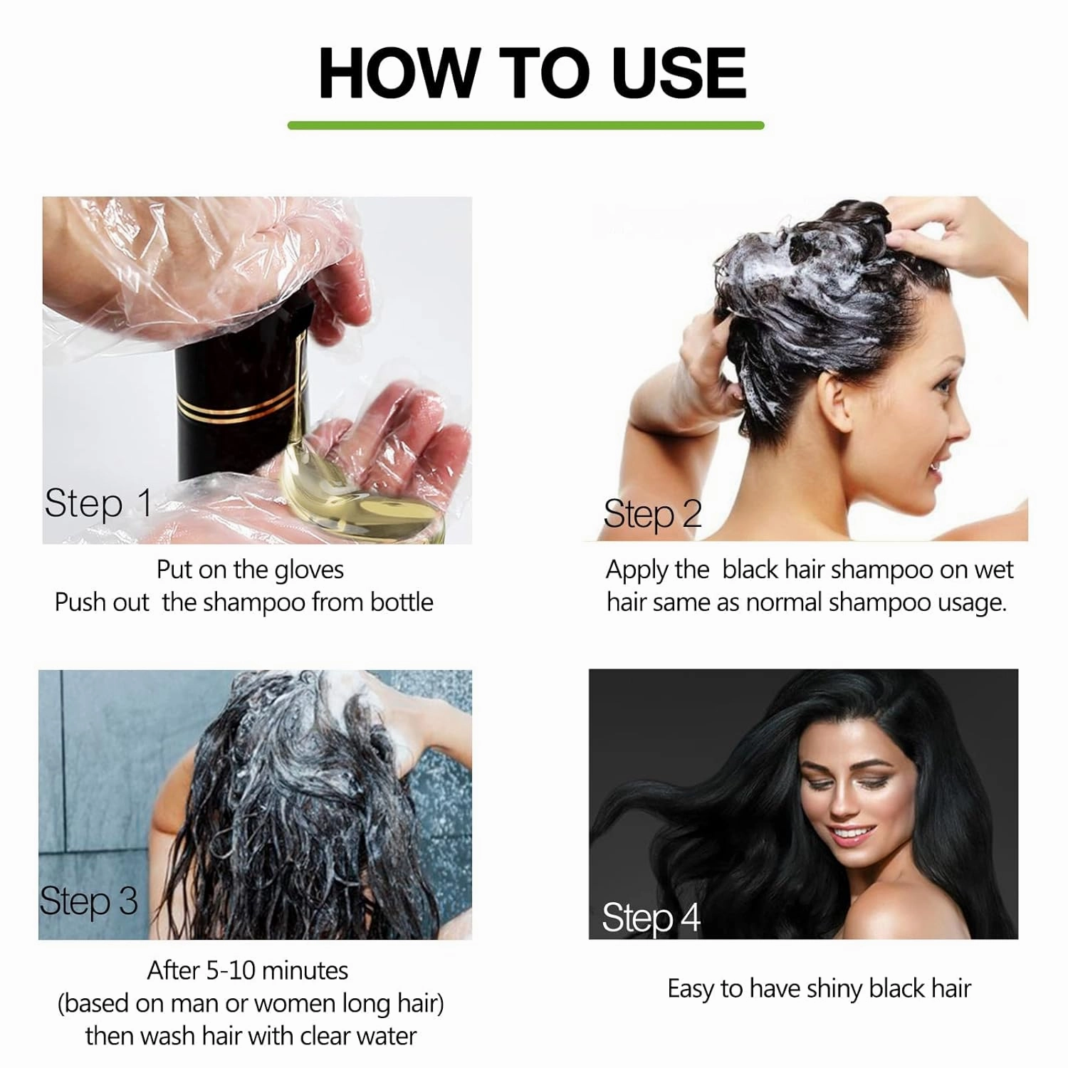Meidu Instant Dark Brown Hair Color Shampoo for Women & men, Permanent Hair Dye Shampoo for Gray, 100% Grey Coverage, 3 in 1 Herbal Ingredients, 500ml