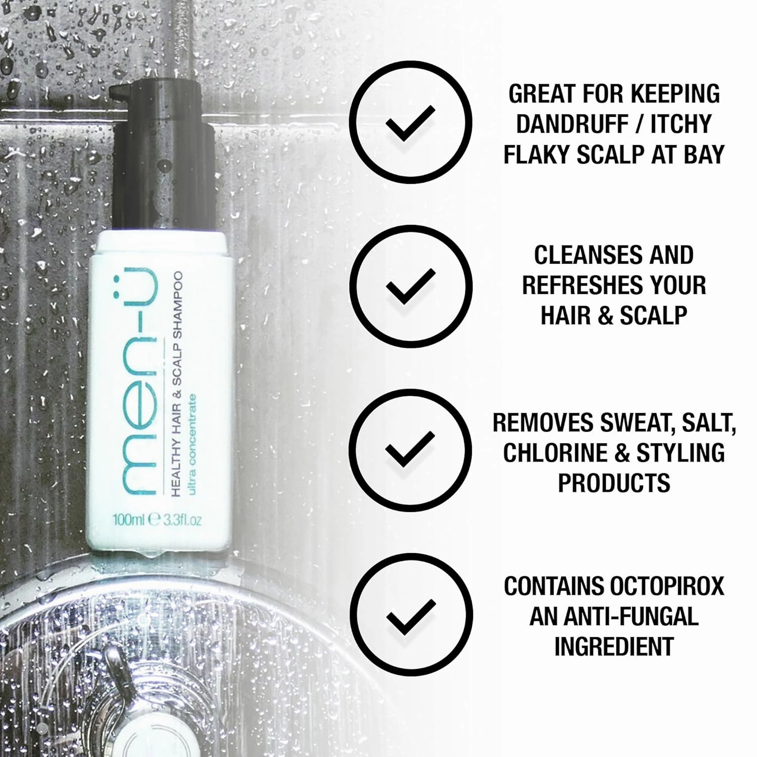 men-ü HEALTHY HAIR & SCALP MENS SHAMPOO, up to 120 shampoos – ultra concentrate, long lasting anti dandruff shampoo, Great for overcoming dandruff, flaky, itchy scalp 3.3 fl oz