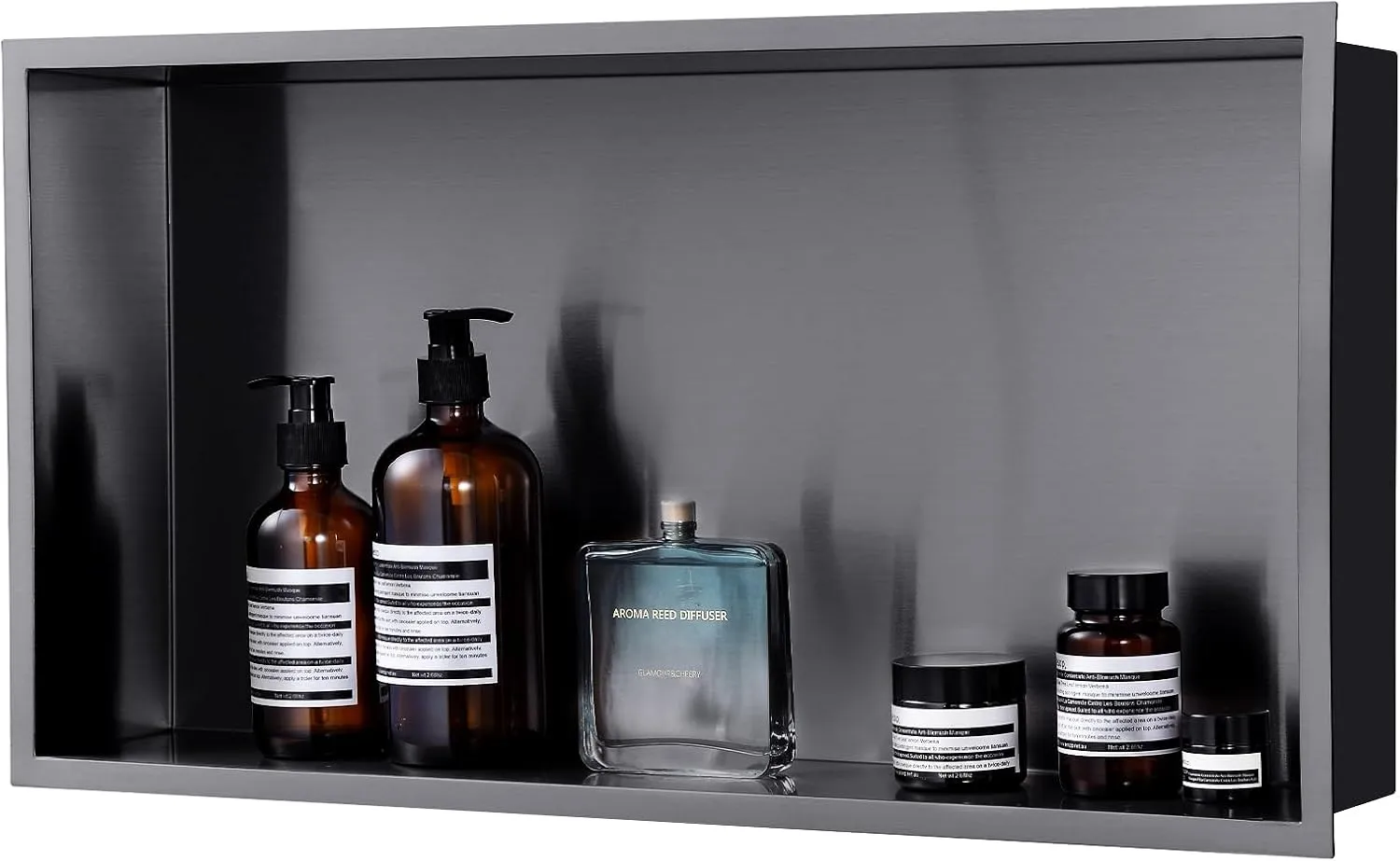 MENATT 24"x12" Stainless Steel Shower Niche - No Tile Needed Recessed Wall Shelf Waterproof Shower Storage Niche for Shower Wall Bathroom Organizer,Black