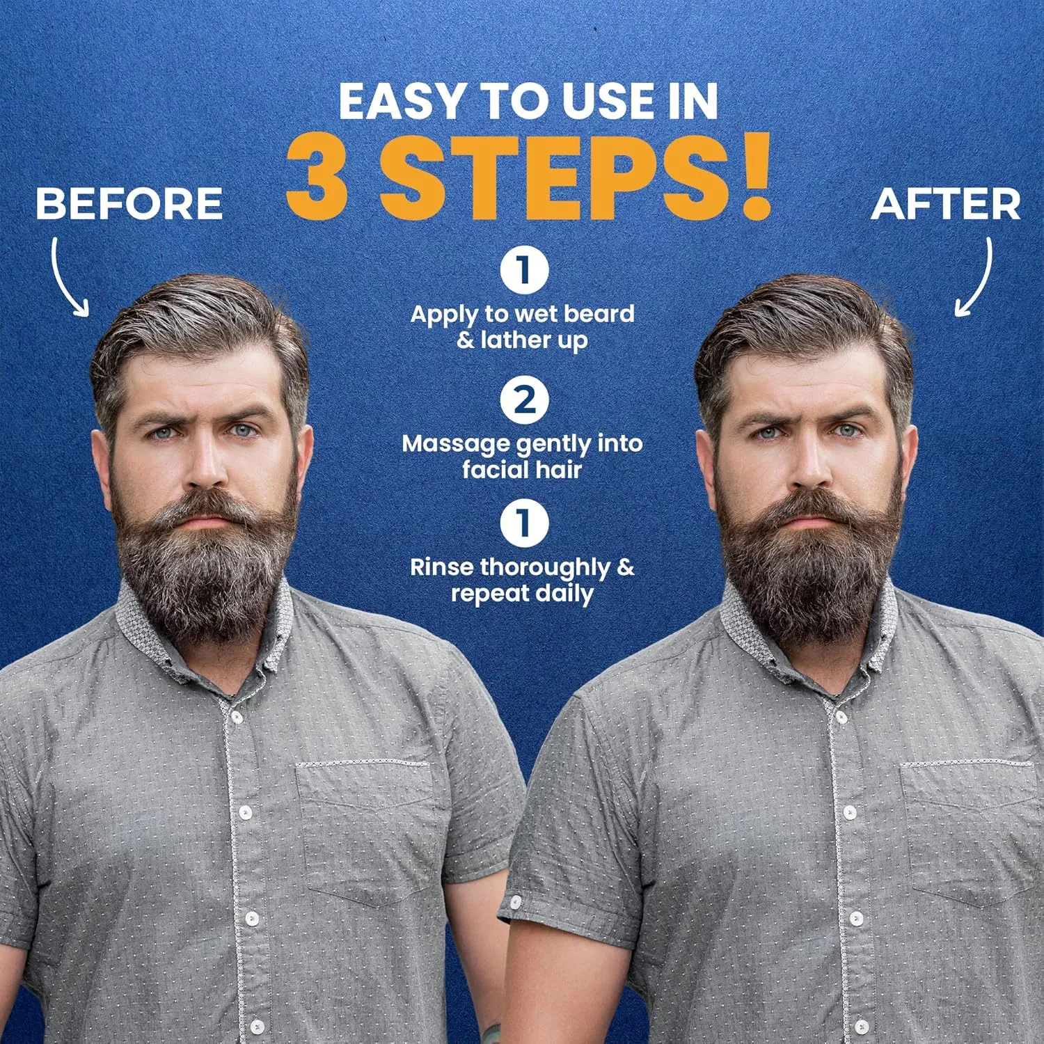 MENFIRST Gradual Gray Darkening Beard Wash for Men - Dark Shades Beard Shampoo - Hypoallergenic, Harsh Chemical-Free, Dermatologist Tested Beard Dye - 4.6 Fl Oz (Pack of 1)