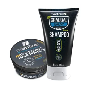 MENFIRST Gradual Gray - Good Bye Gray Hair- 3-in-1 Shampoo and Hair Pomade - 2 Pack Bundle