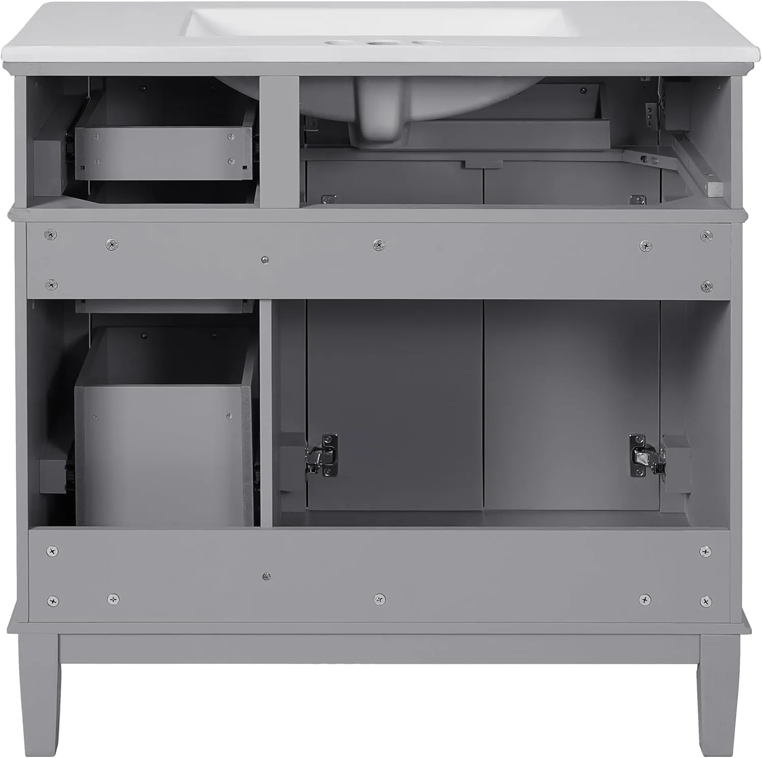 Merax Bathroom Vanity Set，Vanity Sinks Combo for Bathrooms,36" Bathroom Storage Vanity Cabinet with 2 Soft Closing Doors & Drawers,Solid Wood Frame