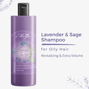 Merja Lavender & Sage Shampoo for Oily Hair, Essential Oils with AloeVera, 16.9 Fl Oz and Keratin Hair Mask with Aloe Vera, Honey, and Ginger, 8.41 Fl Oz