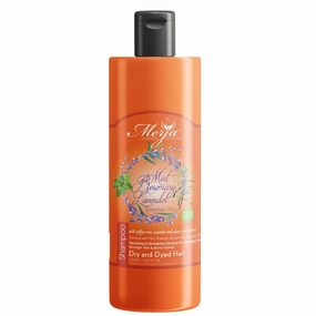 Merja Natural Shampoo for Dry and Dyed Hair, Mint Rosemary Lavender Essential Oils, 16.9 Fl Oz and Keratin Hair Mask with Aloe Vera, Honey, and Ginger, 8.41 Fl Oz