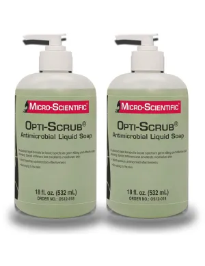 Micro-Scientific Antimicrobial Opti-Scrub Liquid Skin Cleanser for Hands, Body, Skin, Scalp - Broad Spectrum, Contains Moisturizers & Skin Protectants - 18oz Pump Bottles (2 PACK)…