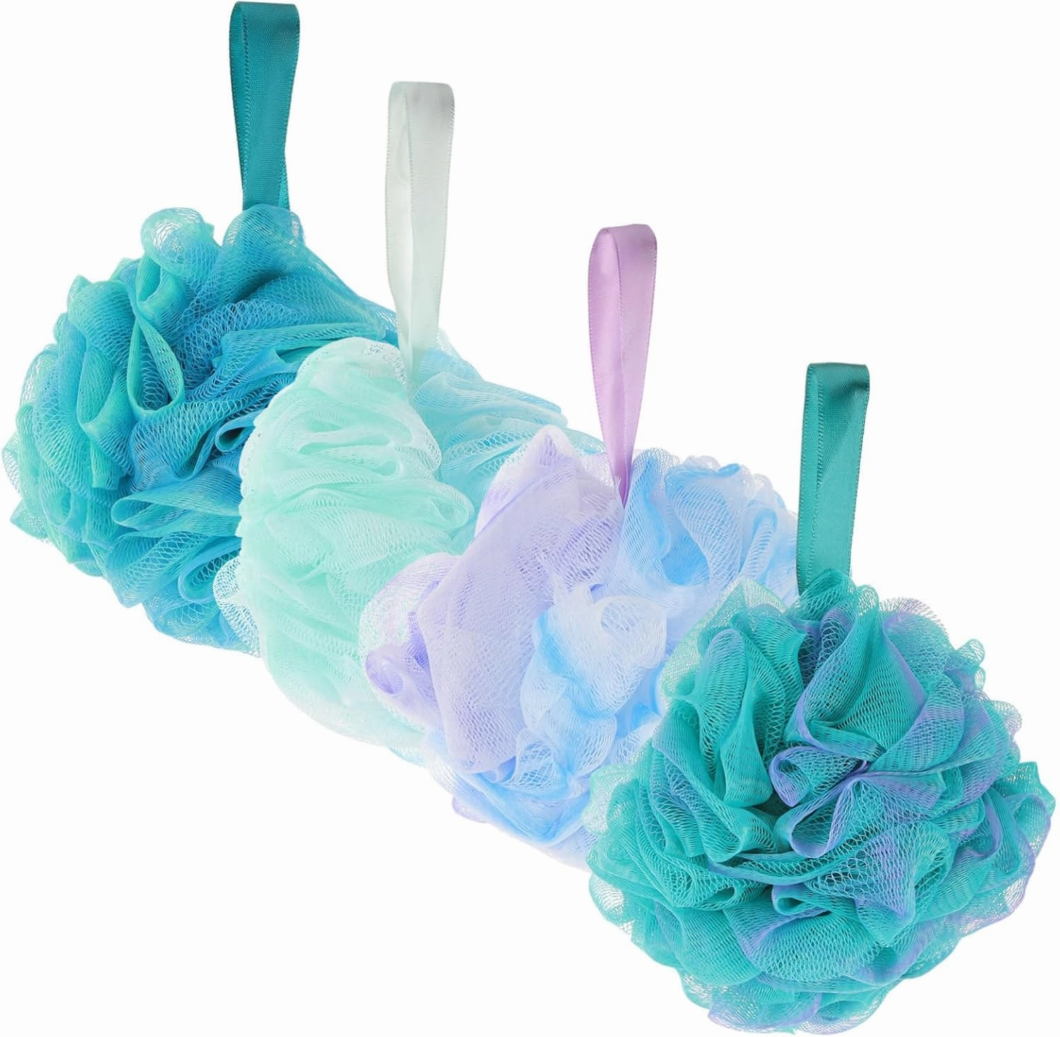 Mikinona 4Pcs Gradient Sponge Adult Shower Loofahs for Daily Use Body Exfoliator Cleansing Ball Safe Pe Material for Gentle Skin Care