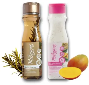 Milagros Shampoo Herbal & Tratamiento Biorepolarizador | Combate caida del cabello y promueve su crecimiento | Tratamiento de Colombia Milagros ideal para cabello muy danado