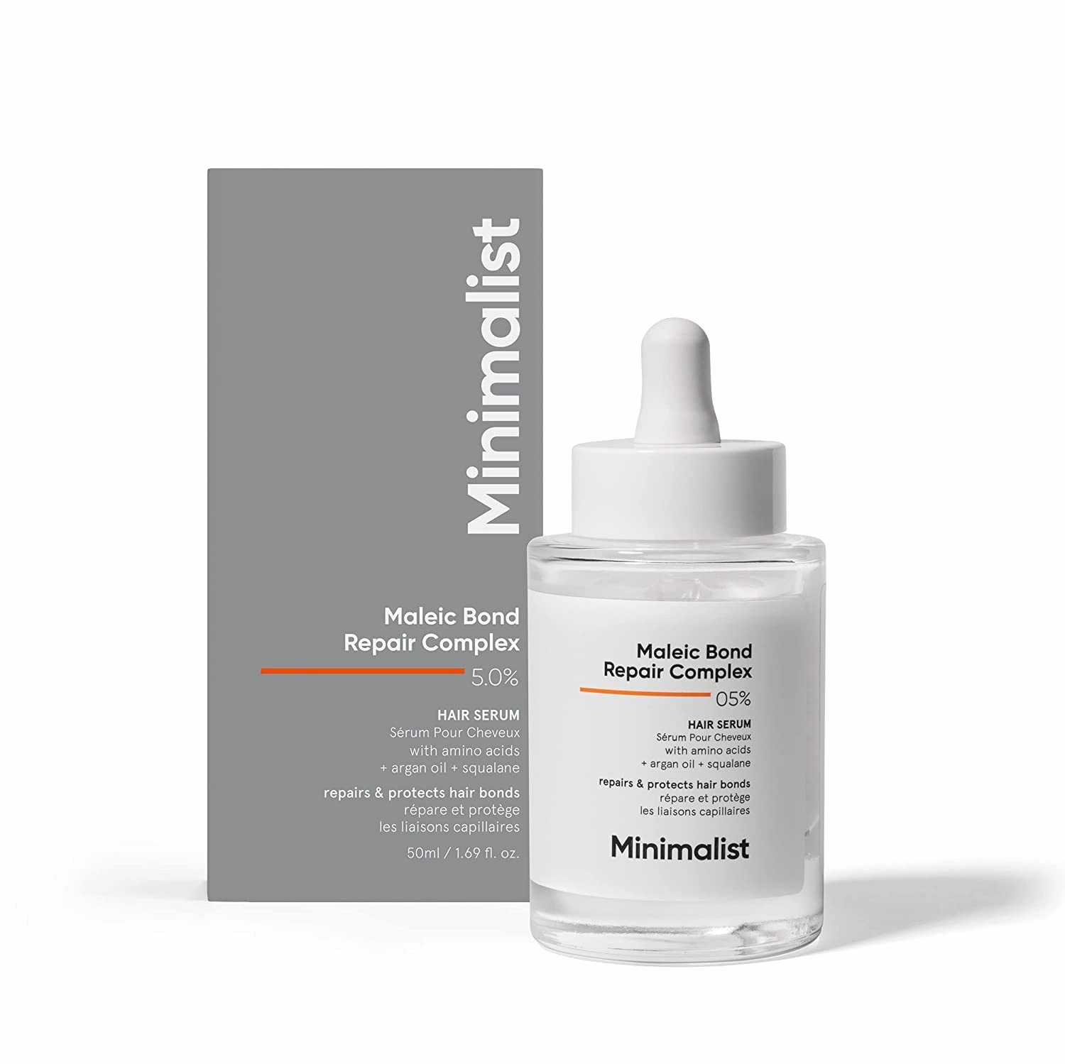 Minimalist Maleic Bond Repair Complex 05% Hair Serum with Amino Acids, Argan Oil & Squalane | For Women & Men | 50 ml | 1.69 Fl Oz