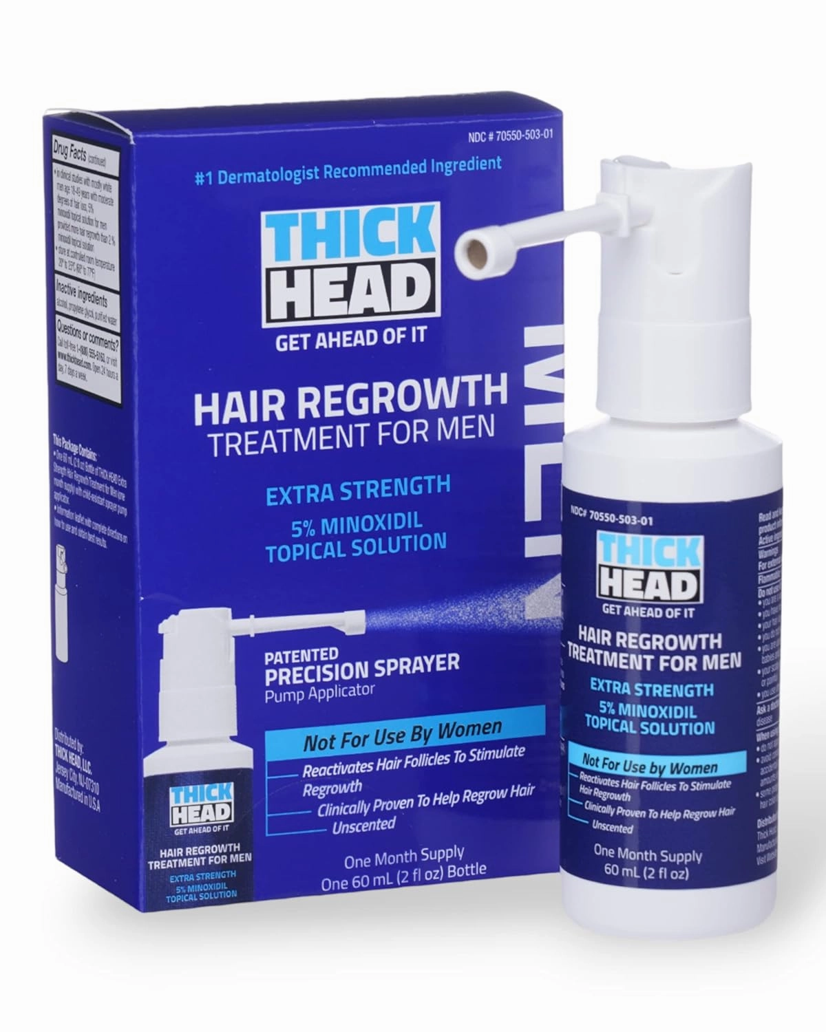 Minoxidil Topical Solution Extra Strength Hair Regrowth Treatment for Men with Easy Spray Applicator, Clinically Proven, 30 Days