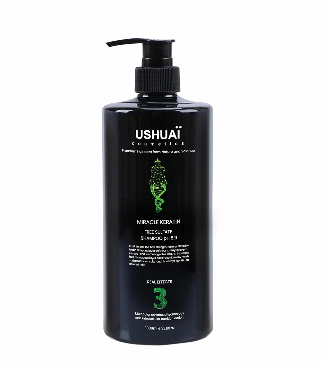 MIRACLE KERATIN FREE SULPHATE PH 5.5 SHAMPOO (1000 ml), Black