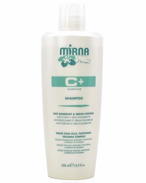 Mirna Professional Anti Dandruff and Grease Control Shampoo. Made with Grape Stem Cells, Tiosilina Complex and Wheat Hydrolyzed Proteins for daily use on oily scalp and hair 500ml / 16.9oz