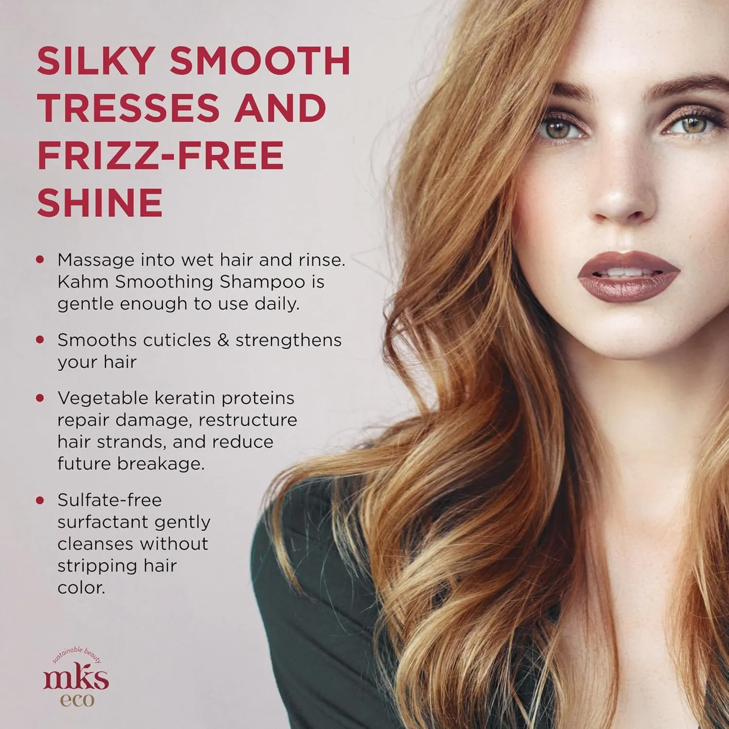 MKS eco Kahm Smoothing Shampoo, Original Scent - Cleanse, Moisturize & Repair Hair - With Moroccan Argan Oil, Hemp Seed Oil & Vegetable Keratin Protein - Vegan, Cruelty Free