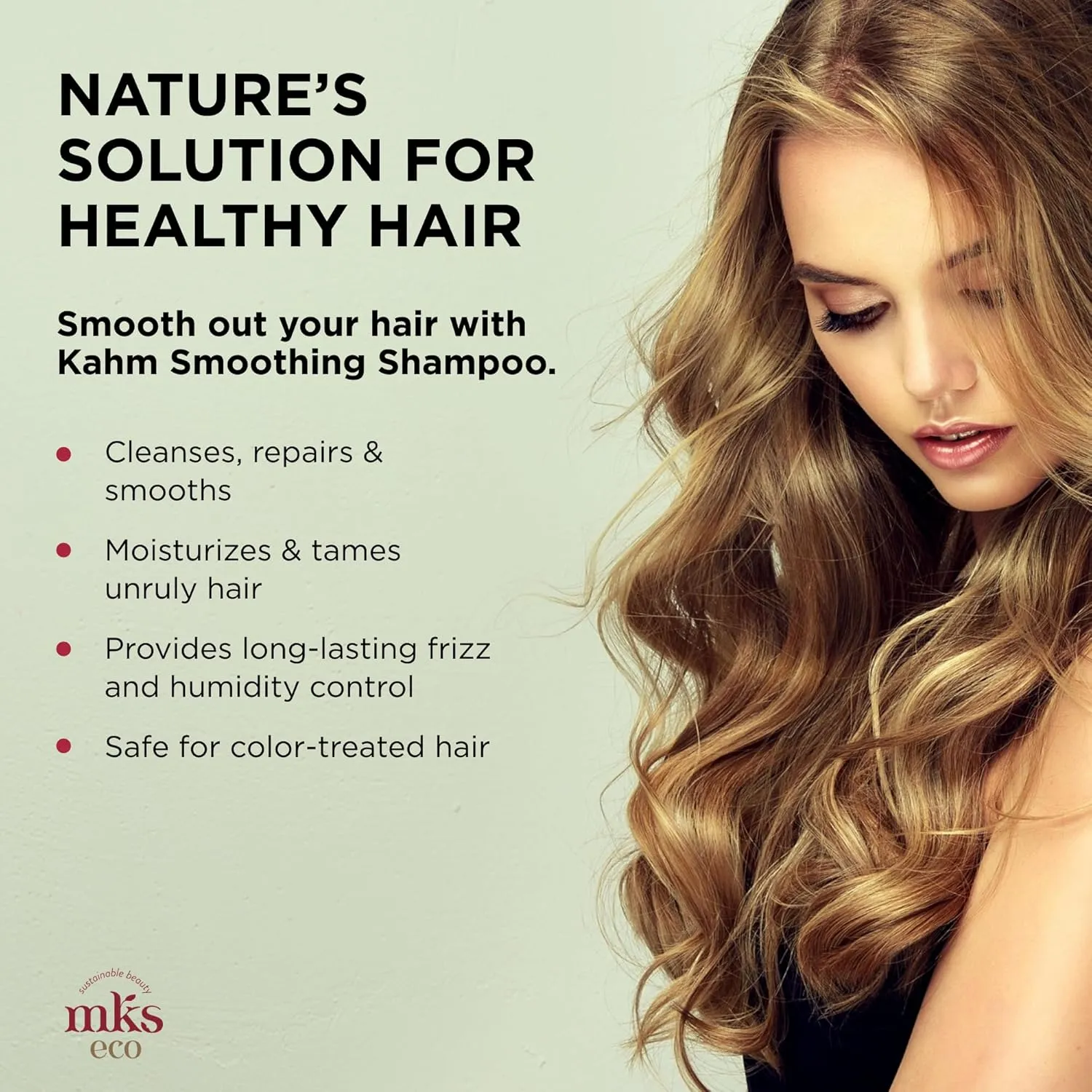 MKS eco Kahm Smoothing Shampoo, Original Scent - Cleanse, Moisturize & Repair Hair - With Moroccan Argan Oil, Hemp Seed Oil & Vegetable Keratin Protein - Vegan, Cruelty Free