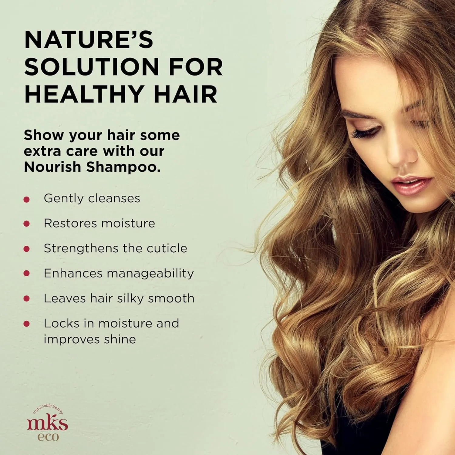 MKS eco Nourish Shampoo - Cleanses, Strengthens & Repairs - Ideal for Fine Hair, Safe for Color Treated Hair - Moroccan Argan Oil, Hemp Seed Oil - Vegan, Cruelty Free