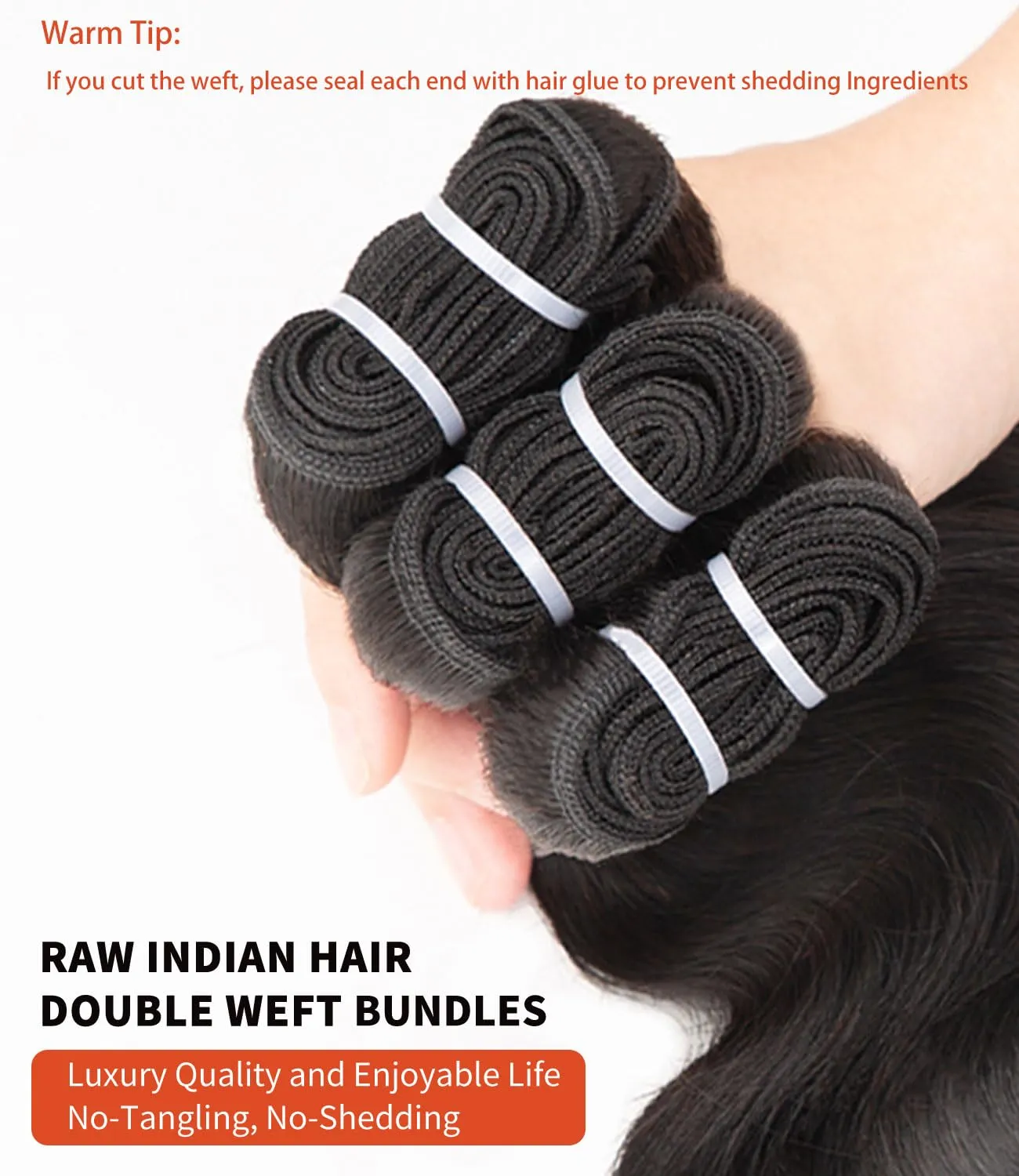mlip Raw Bundles Human Hair Body Wave, No Tangle Shedding, Keep Texture Silky Soft After Multiple Washes, 15A Raw Indian Hair Bundles 16 18 20 Inches, Triple Lifespan 3X