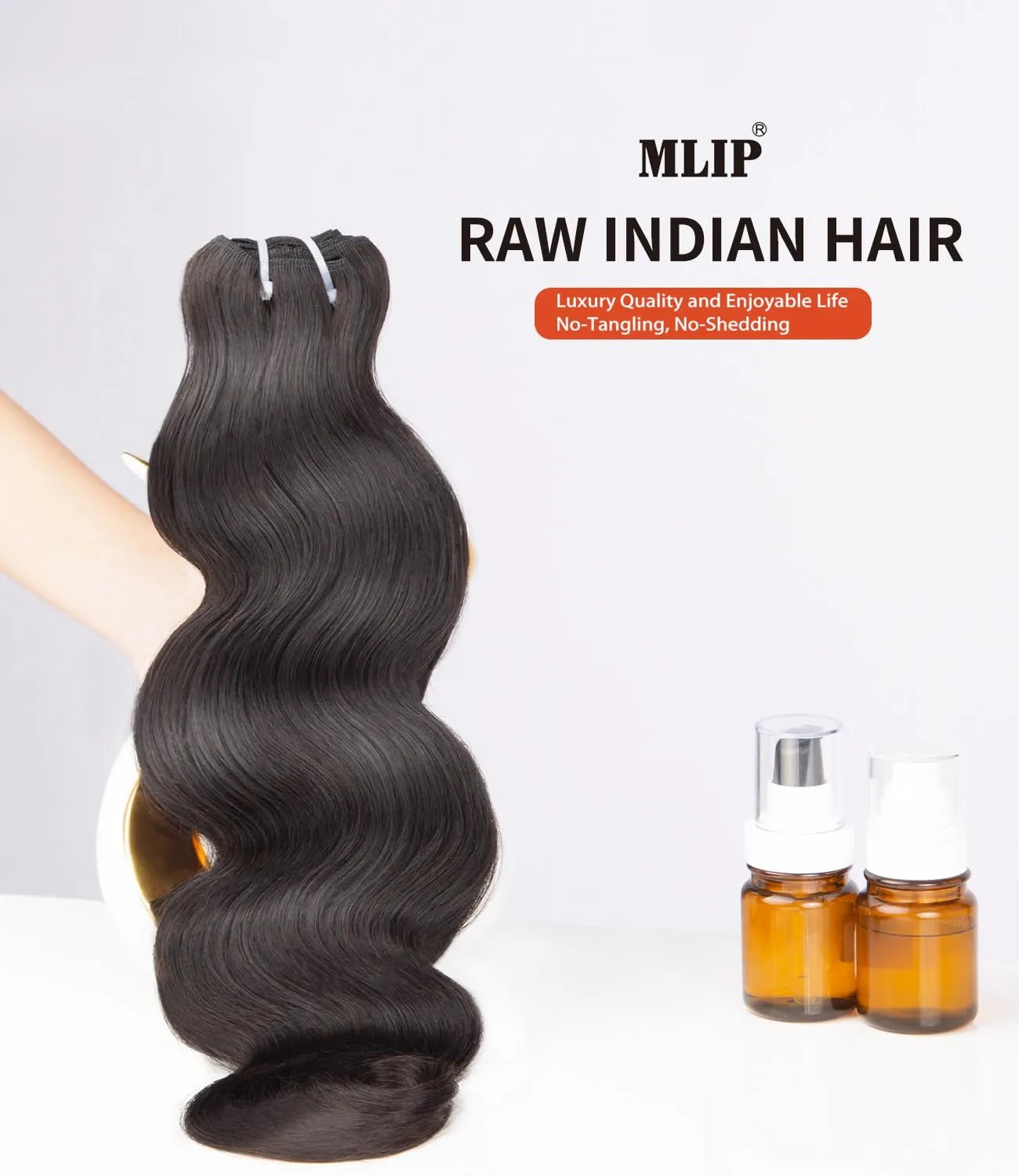 mlip Raw Bundles Human Hair Body Wave, No Tangle Shedding, Keep Texture Silky Soft After Multiple Washes, 15A Raw Indian Hair Bundles 16 18 20 Inches, Triple Lifespan 3X