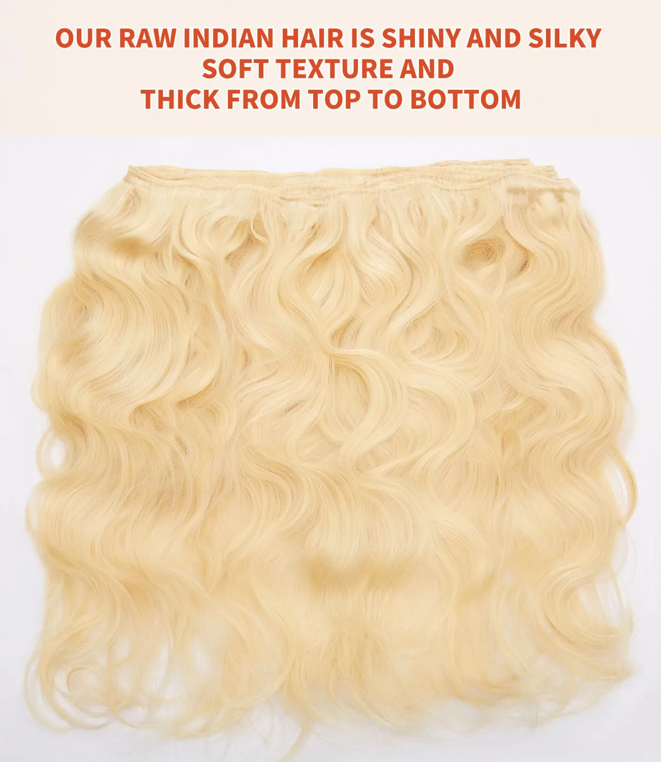 mlip Raw Bundles Human Hair Body Wave, No Tangle Shedding, Keep Texture Silky Soft After Multiple Washes, 15A Raw Indian Hair Bundles 16 18 20 Inches,613 Blonde Bundles
