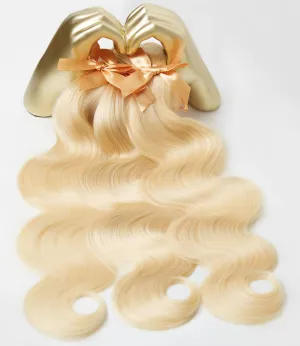 mlip Raw Bundles Human Hair Body Wave, No Tangle Shedding, Keep Texture Silky Soft After Multiple Washes, 15A Raw Indian Hair Bundles 16 18 20 Inches,613 Blonde Bundles