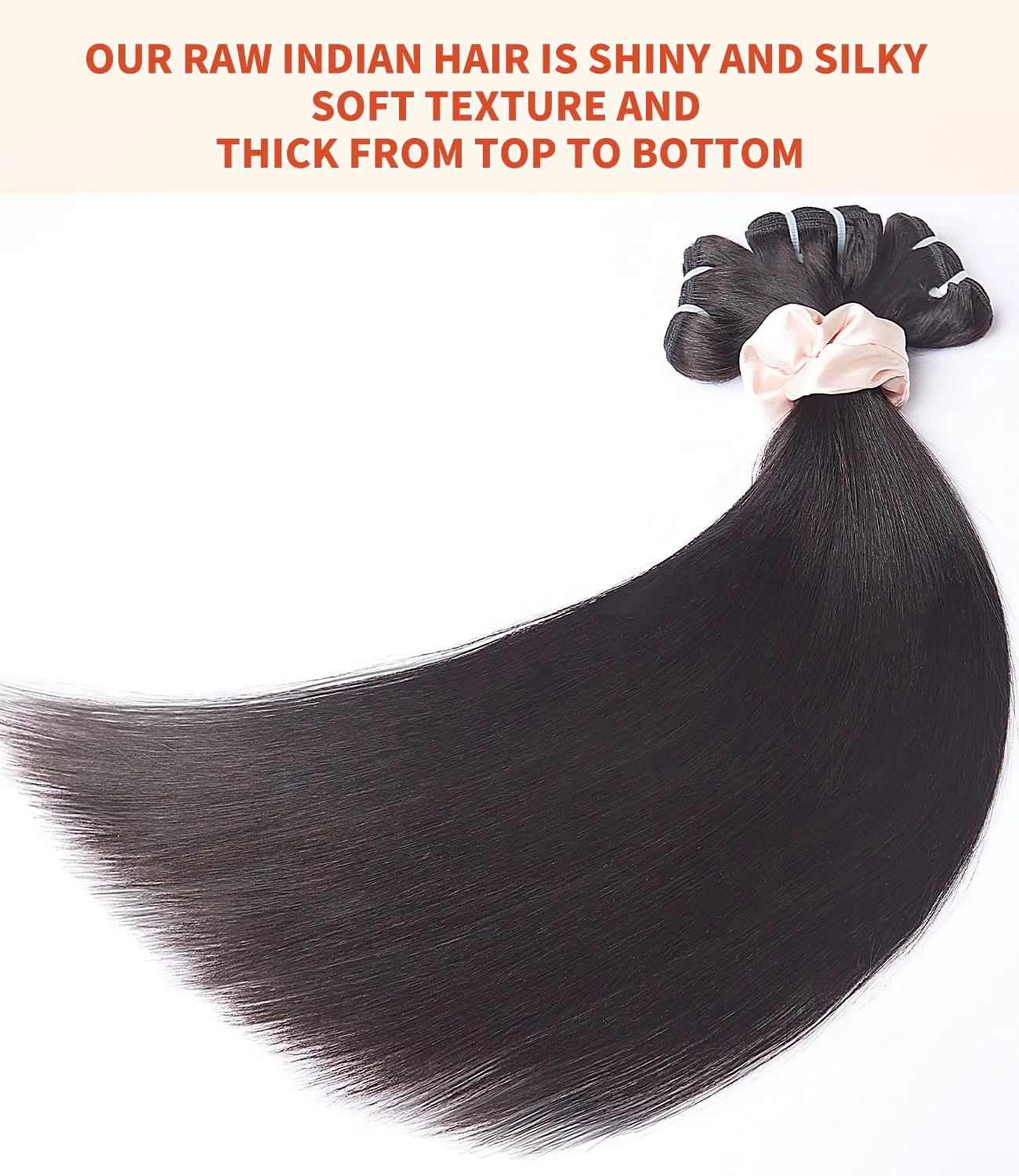 MLIP Raw Bundles Human Hair Straight, No Tangle Shedding, Keep Texture Silky Soft After Multiple Washes, 15A Raw Indian Hair Bundles 12 14 16 Inches, Triple Lifespan 3X