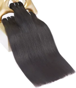 MLIP Raw Bundles Human Hair Straight, No Tangle Shedding, Keep Texture Silky Soft After Multiple Washes, 15A Raw Indian Hair Bundles 12 14 16 Inches, Triple Lifespan 3X