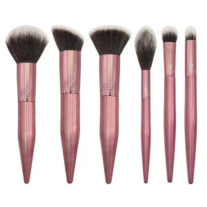MODA Limited Edition 6PC Rose Makeup Brush Kit, Includes - Powder, Angle Blender, Complexion, Diffuser, Shadow, and Smoky Eye Brushes