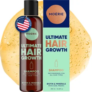 Moerie Ultimate Hair Growth Shampoo – For Longer, Thicker, Fuller Hair - Vegan Friendly Volumizing Hair Products – Paraben & Silicone Free – All Hair Types – Reverse Hair Loss – 8.45 fl oz (250ml)