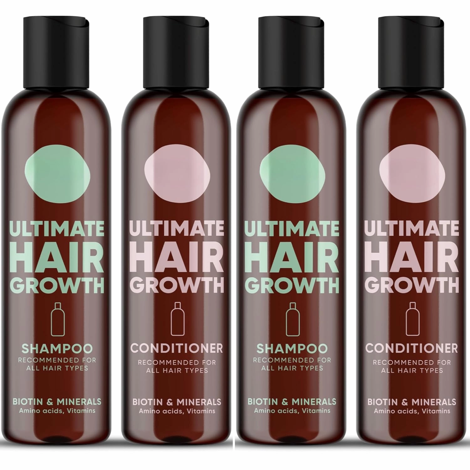 Moeriee Ultimate Hair Growth Shampoo and Conditioner Set with Biotin and Minerals, For All Hair Types, 8.45 Fl Oz x (set of 4)
