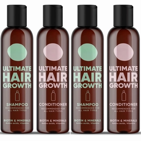 Moeriee Ultimate Hair Growth Shampoo and Conditioner Set with Biotin and Minerals, For All Hair Types, 8.45 Fl Oz x (set of 4)