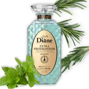 Moist Diane Anti Danduff Shampoo for Oily Hair Women & Men, Organic Keratin Shampoo with Tea Tree, Mint, Rosemary& Argan Oil; Silicone& Paraben Free from Japan; EXTRA FRESH& HYDRATE 15.2 Fl Oz