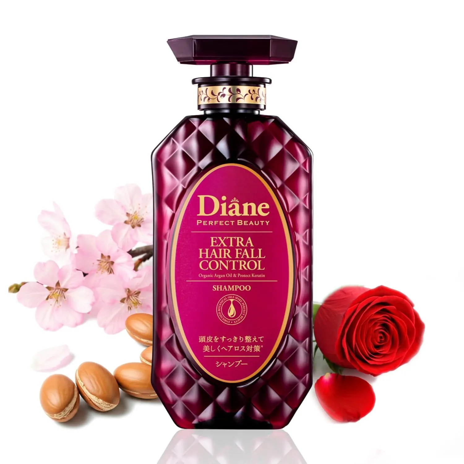 Moist Diane Anti Hair Loss Shampoo for Men & Women, Hair Thinning Keratin Shampoo for Hair Thickening with Ginseng Extract, Argan Oil & Marine Protein from Japan, EXTRA HAIR FALL CONTROL 15.2 Fl Oz
