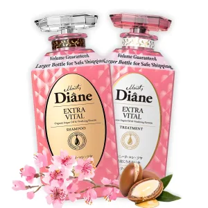 Moist Diane Keratin Shampoo and Conditioner Set for Curly Hair, Natural Argan Oil Shampoo & Conditioner, Silicone Free Shampoo for Women & Men from Japan, Paraben Free, EXTRA VITAL, 30.4 Fl Oz