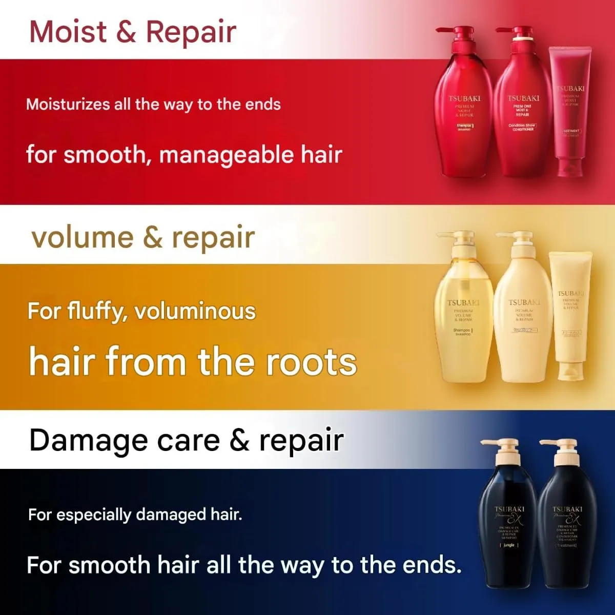 Moist Repair Tsubaki Shampoo and Conditioner Refill Set - 300ml 300g - Camellia Oil - Moisturizes, Protects Dry Damaged Hair