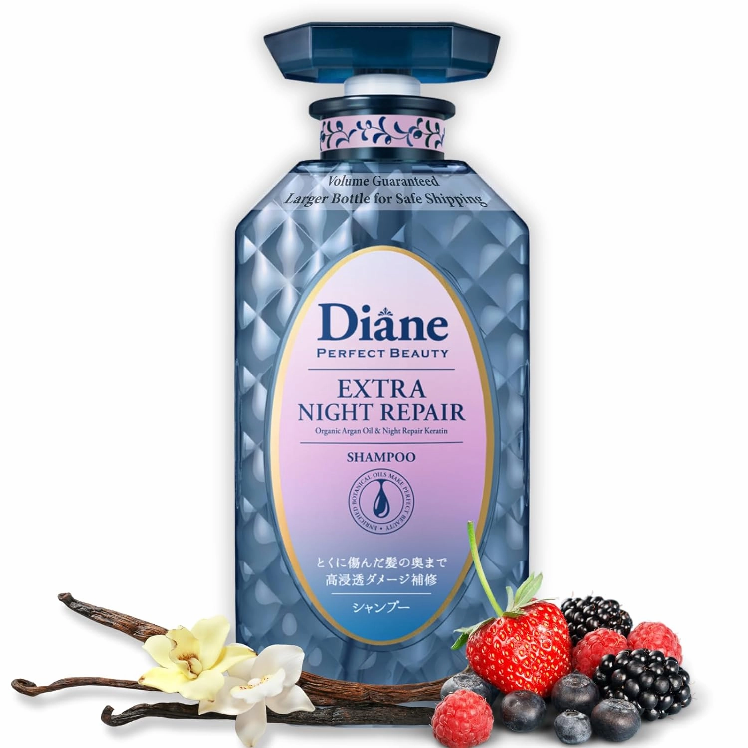 MOIST DIANE Keratin Shampoo for Colored Treated Hair, Damaged Hair Repair Shampoo for Women & Men by Protein, Vitamoin E, Ceramids& Argan Oil from Japan, Sulfate & Silicon Free 15.2 Fl Oz NIGHT REPAIR