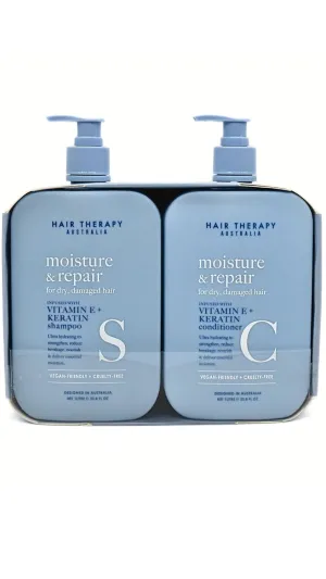 Moisture & Repair For Dry, Damaged Hair | Vitamin E   Keratin Infusion | Vegan Friendly Shampoo & Conditioner Set, 2.11 Pound (Pack of 2), Blue