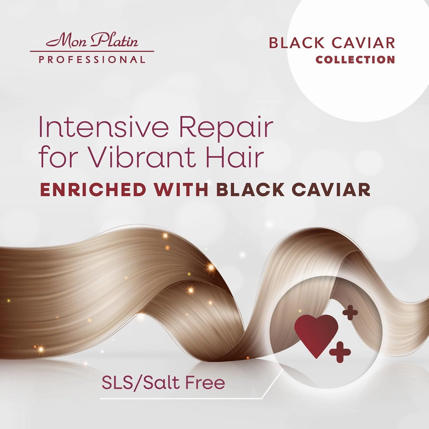 Mon Platin Professional Hair Conditioning Mask, Black Caviar Total Repair, 500ML, For Straightened Hair, Intensive Recovery, Deep Conditioning, SLS/Salt Free
