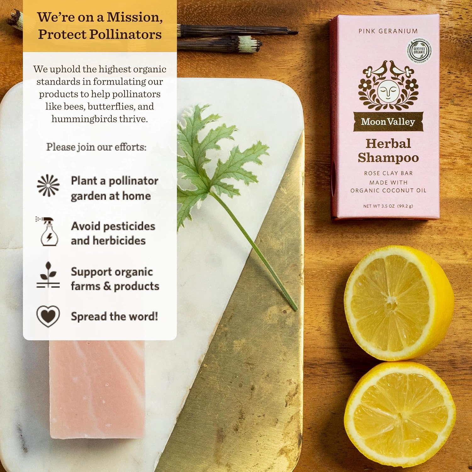 Moon Valley Organics Herbal Shampoo Bar – Peppermint, Sweet Carrot, Pink Geranium, 3 Pack Bundle