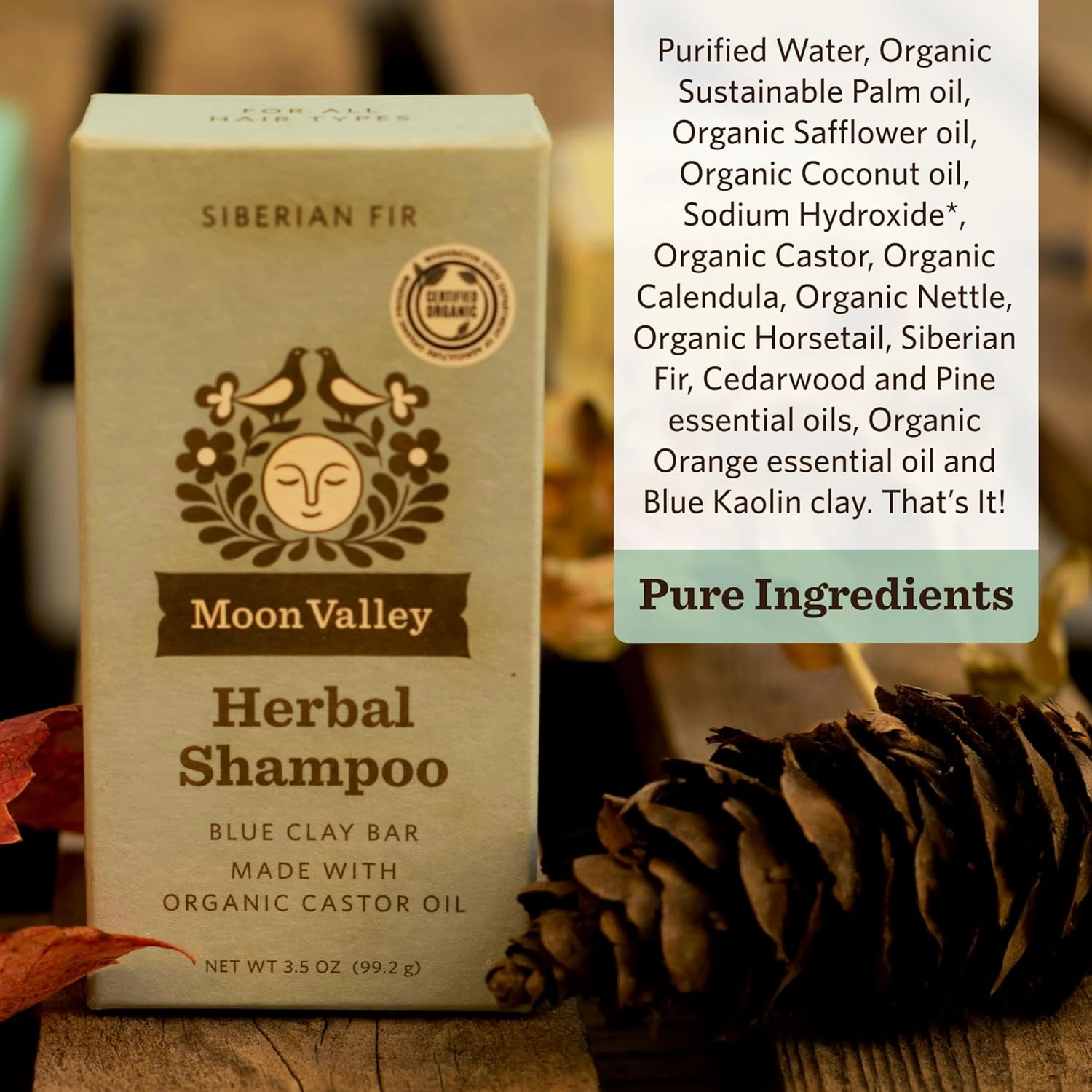 Moon Valley Organics HERBAL SHAMPOO BAR - SIBERIAN FIR (2PACK)