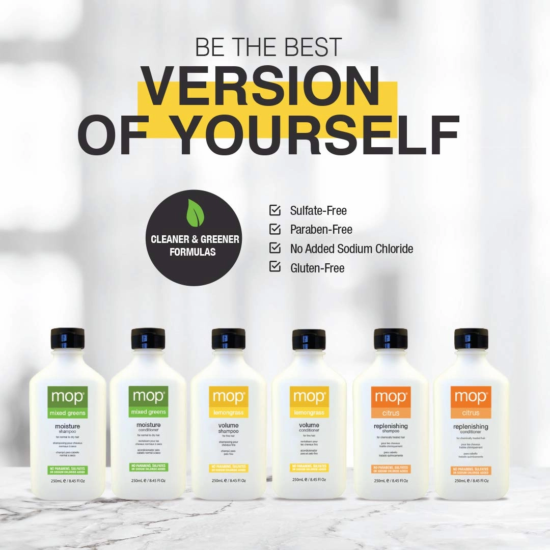 MOP Lemongrass Volume Shampoo For Fine Hair - Chamomile & Lemongrass Extracts Provide Volume & Hydration, Lightweight Formula