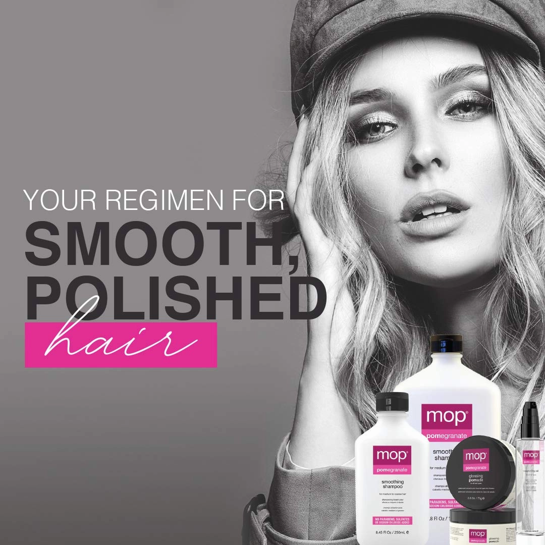 MOP Pomegranate Smoothing Shampoo For Medium to Coarse Hair - Cleansing Formula Strengthens Scalp & Hair, Repairs and Nourishes