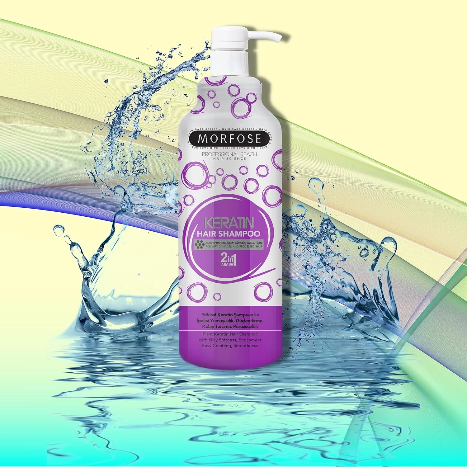Morfose Keratin Shampoo for Very Damaged and Processed Hair - Infused with Keratin Protein for Silky Softness, Enrichment, Easy Combing, Smoothness, and Strength, 33.81 Fl Oz