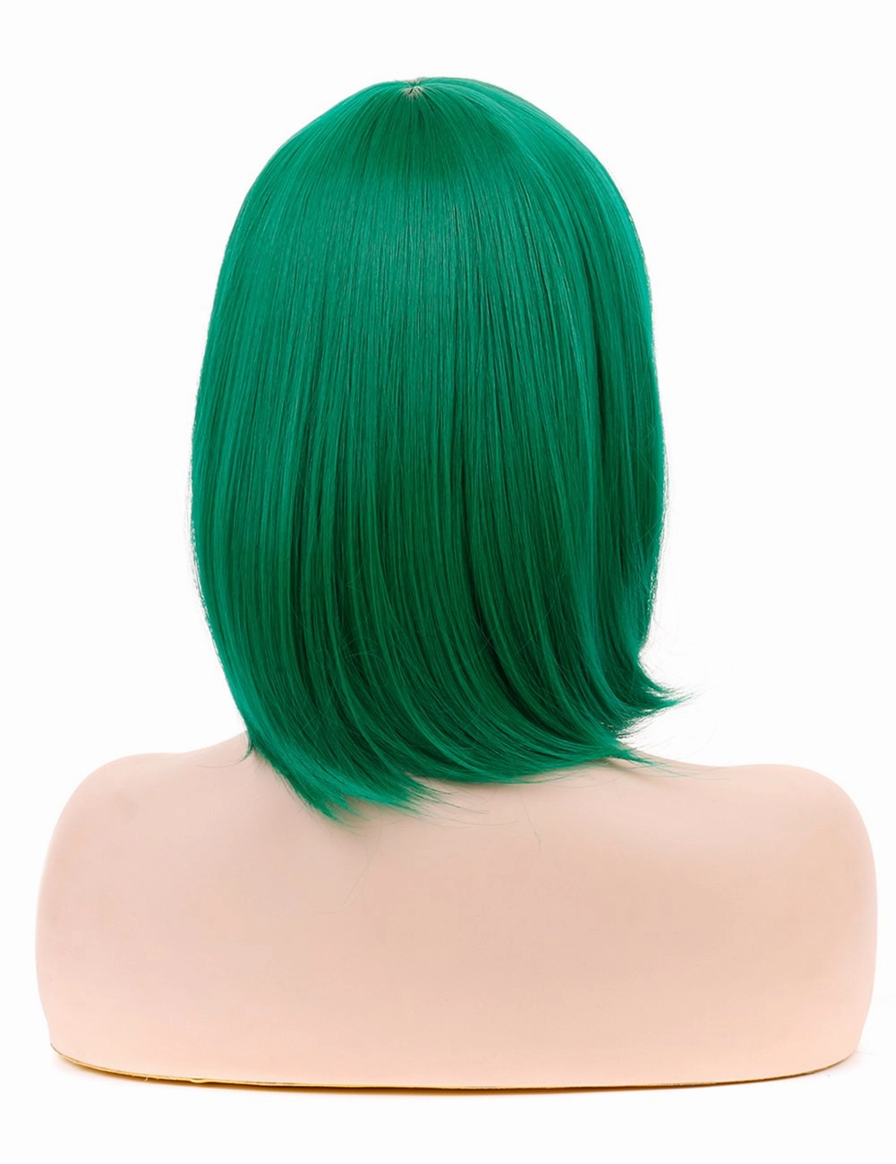 morvally Short Straight Neat Bangs Bob Wigs Natural Looking Synthetic Hair Wig for Cosplay Costume Halloween (12 inches Green)