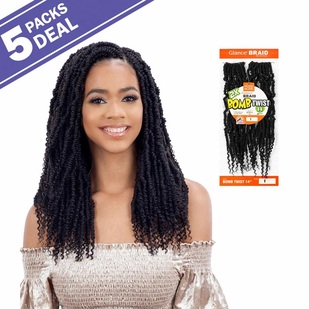 MULTI PACK DEALS! Model Model Synthetic Hair Crochet Braids Glance 2X Bomb Twist 14" (5-PACK, 613)