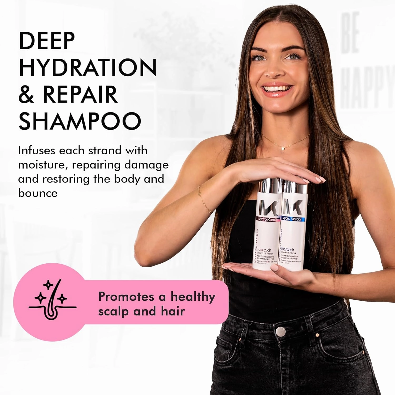 MYCRO KERATIN Keraxir Smoothing Volumizing Shampoo for Fine Hair - Paraben-Free & SLS-Free Smoothing Shampoo for Thinning, Fine, and Oily Hair (8.45 Fl Oz)