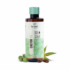 N...a t H.a.b.i.t Cold Pressed 100% Pure Castor (Arandi) Oil for Women & Men, Skin & Hair With Vitamin E, Omega-6 & 9, Mineral Free - (200 ml)
