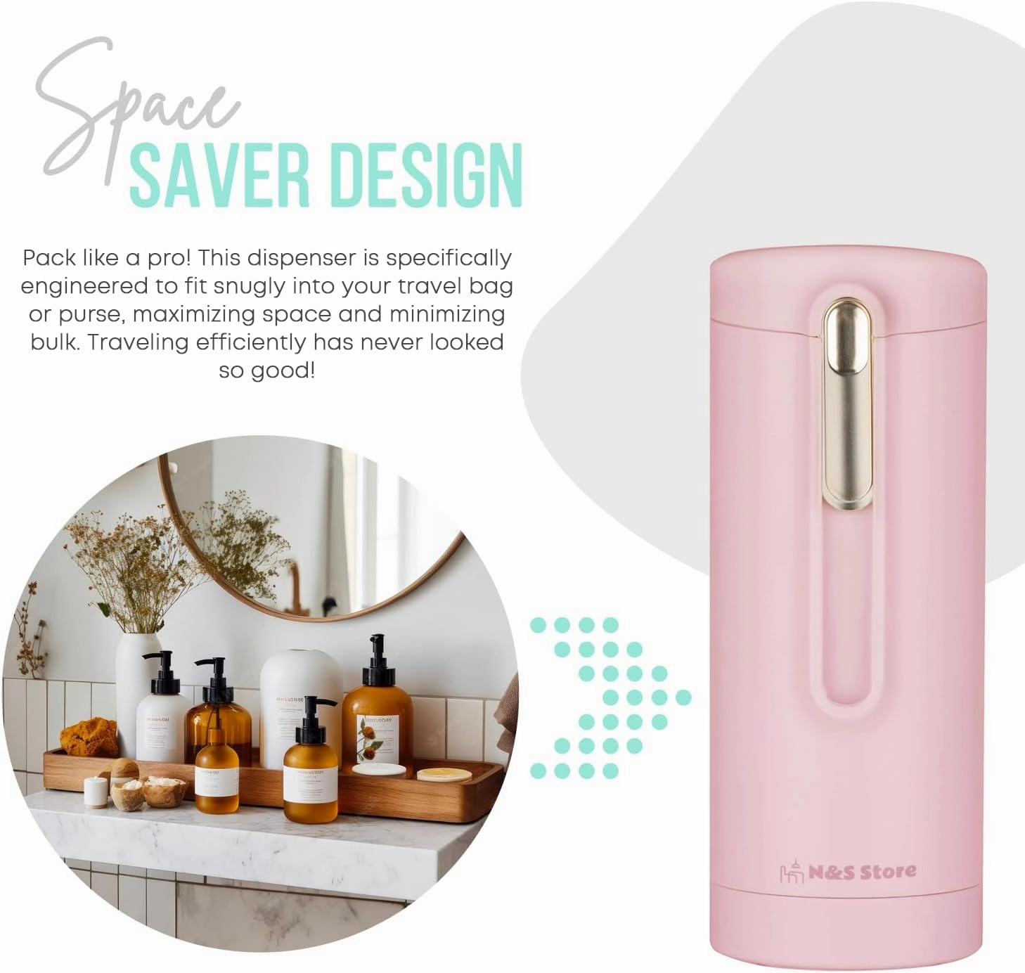 N&S Store 6-in-1 Travel Dispenser Bottle, Compact, Leak-Proof, Easy Refill, Durable, Portable, and Eco-Friendly, Ideal for Travel (White)