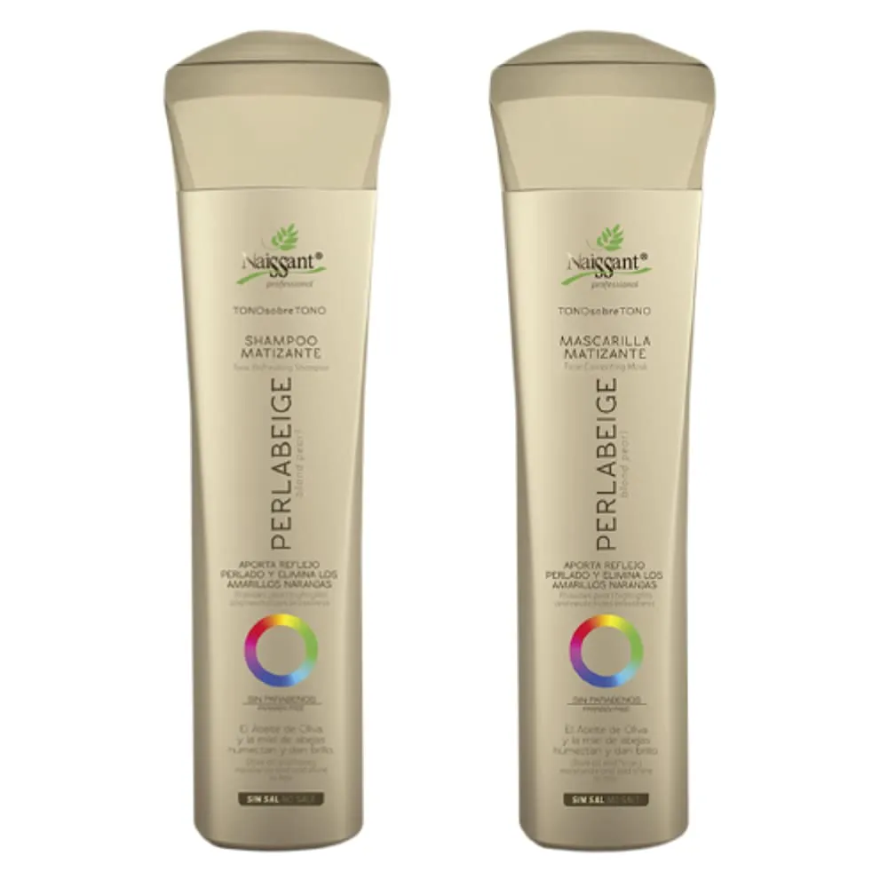 Naissant Set No Yellow Shampoo, Treatment Mask. Color Care,Hair Intensifier and Damage Repair. Without Salt and Parabens for Blonde Hair (Perla Beige)