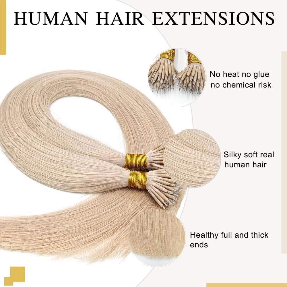 Nano Bead Hair Extensions Nano Ring Hair Extensions Real Human Hair Remy Quality Nano Tip Human Hair Extension