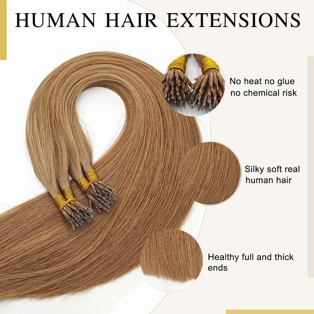 Nano Bead Hair Extensions Nano Ring Hair Extensions Real Human Hair Remy Quality Nano Tip Human Hair Extension