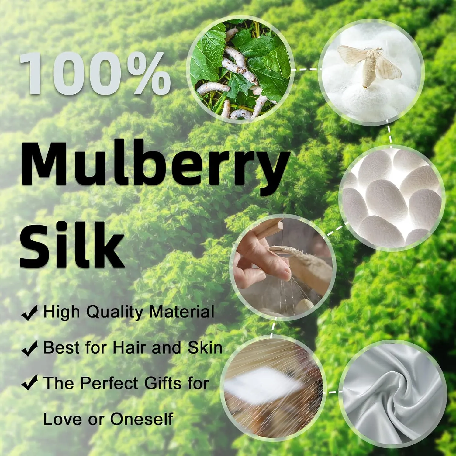 Natural 19 Momme Mulberry Silk Pillowcase for Hair and Skin - Grey Queen 20''x30'' - Washable With Zipper - 100% Silk Pillow Cover - Valentine's Day Gift for Girlfriend Wife