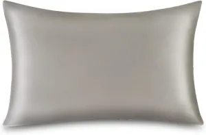Natural 19 Momme Mulberry Silk Pillowcase for Hair and Skin - Grey Queen 20''x30'' - Washable With Zipper - 100% Silk Pillow Cover - Valentine's Day Gift for Girlfriend Wife